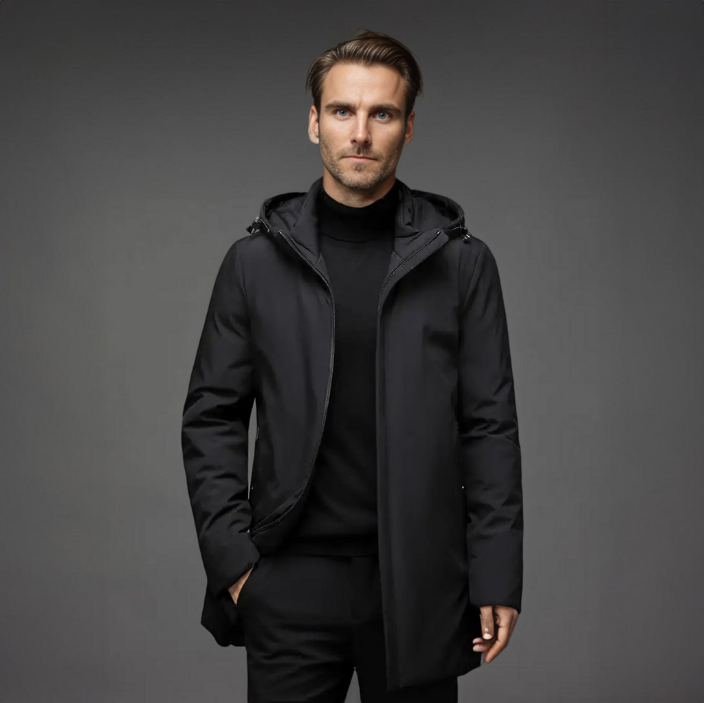 Men Jacket | Hooded Full-Zip Fitted Cold Weather Outerwear