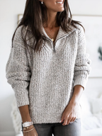 Women Sweater | Cable Knit Quarter-Zip Oversized Fit