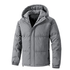 Men Jacket | Quilted Loose Fit with Attached Hood Winter