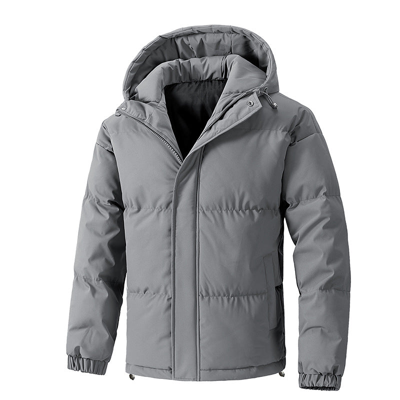 Men Jacket | Quilted Loose Fit with Attached Hood Winter