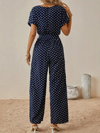 Women Suit | Wide-Leg Jumpsuit with Tie-Waist Belt