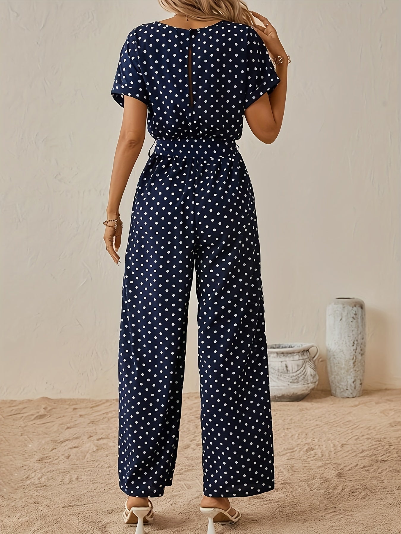 Women Suit | Wide-Leg Jumpsuit with Tie-Waist Belt