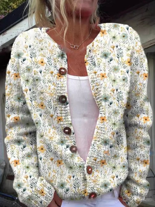 Women Cardigan | Floral Embroidery with Button Front Closure
