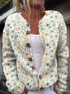Women Cardigan | Floral Embroidery with Button Front Closure