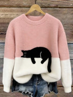 Women Sweater | Colourblock Relaxed Fit with Appliqué Detail