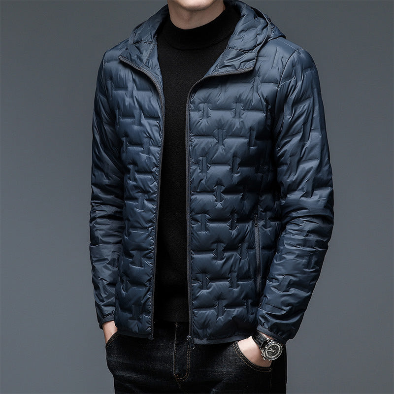 Men Jacket | Hooded Zip-Up Quilted Down Fill Regular Fit