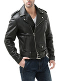 Men Jacket | Asymmetric Zip Biker with Belted Waist Fit
