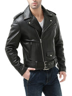 Men Jacket | Asymmetric Zip Biker with Belted Waist Fit
