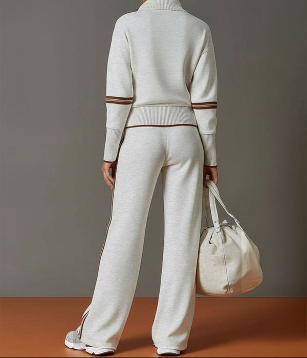 Women Set | Half Zip Wide Leg Lounge with Drawstring