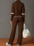 Women Set | Half Zip Wide Leg Lounge with Drawstring