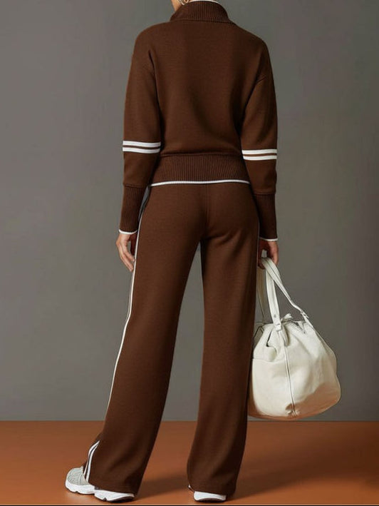 Women Set | Half Zip Wide Leg Lounge with Drawstring