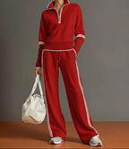 Women Set | Half Zip Wide Leg Lounge with Drawstring
