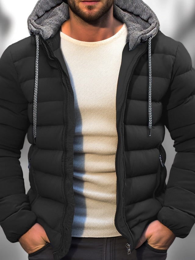 Men Jacket | Hooded Zip Front with Adjustable Drawstring