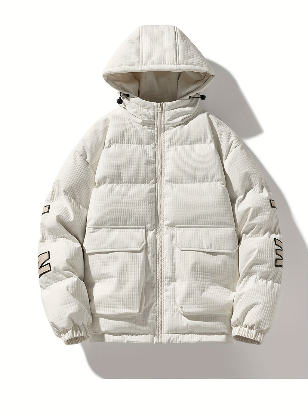 Men Puffer Jacket | Quilted Hood with Graphic Back Print
