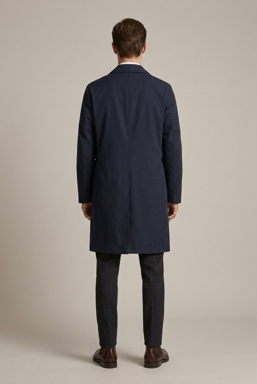 Men Coat | Button Front Spread Collar Below Knee Length