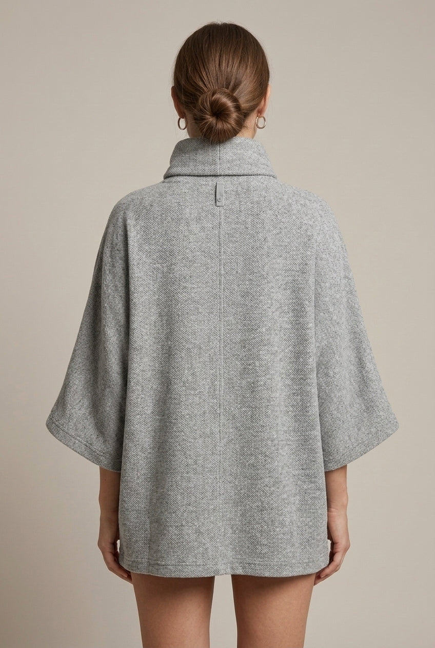 Women Sweater | Oversized Mock Neck with Ribbed Trims