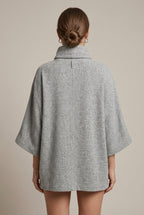 Women Sweater | Oversized Mock Neck with Ribbed Trims