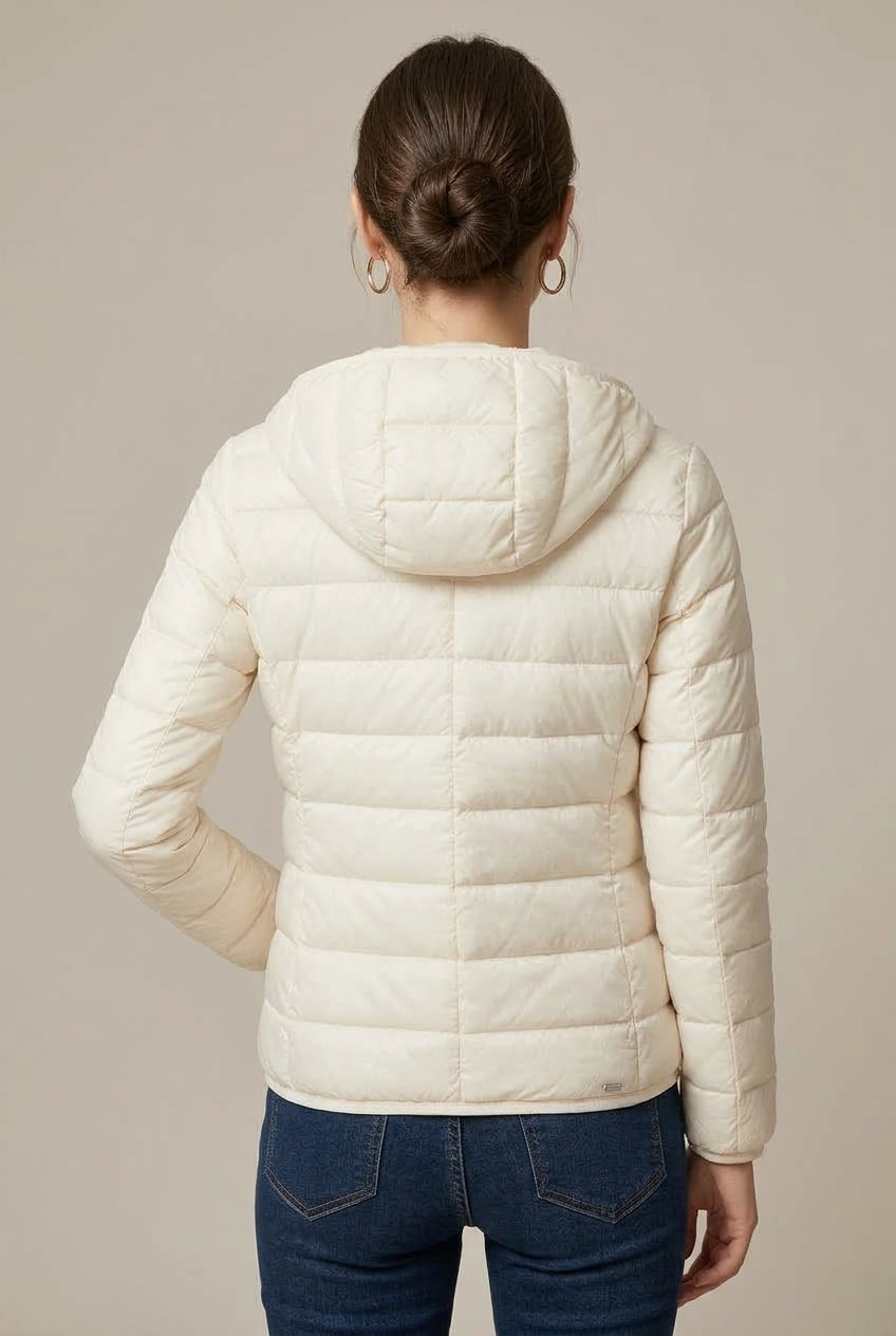 Women Puffer Jacket | Hooded Full-Zip with Quilted Channels