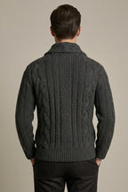 Men Cardigan | Shawl Collar Cable Knit Button-Front Regular Fit