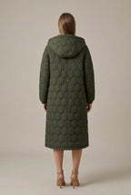 Women Coat | Relaxed Longline Fit with Plaid Hood Detail