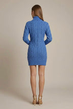Women Polo Dress | Cable Knit Mini with Ribbed Cuffs