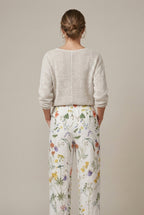 Women Trousers | Wide Leg Cropped Relaxed Fit with Drawstring