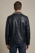Men Jacket | Faux Leather Biker with Fleece-Lined Interior