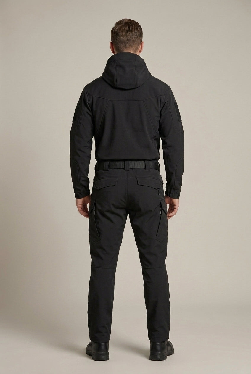 Men Set | Hooded Softshell Jacket and Trousers with Zip Pockets