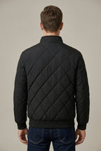 Men Jacket | Diamond Quilted Stand Collar with Front Zip