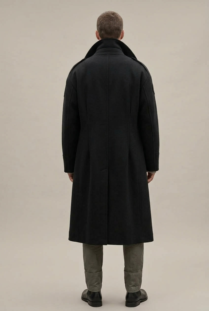 Men Coat | Double-Breasted Knee-Length with Notch Lapels