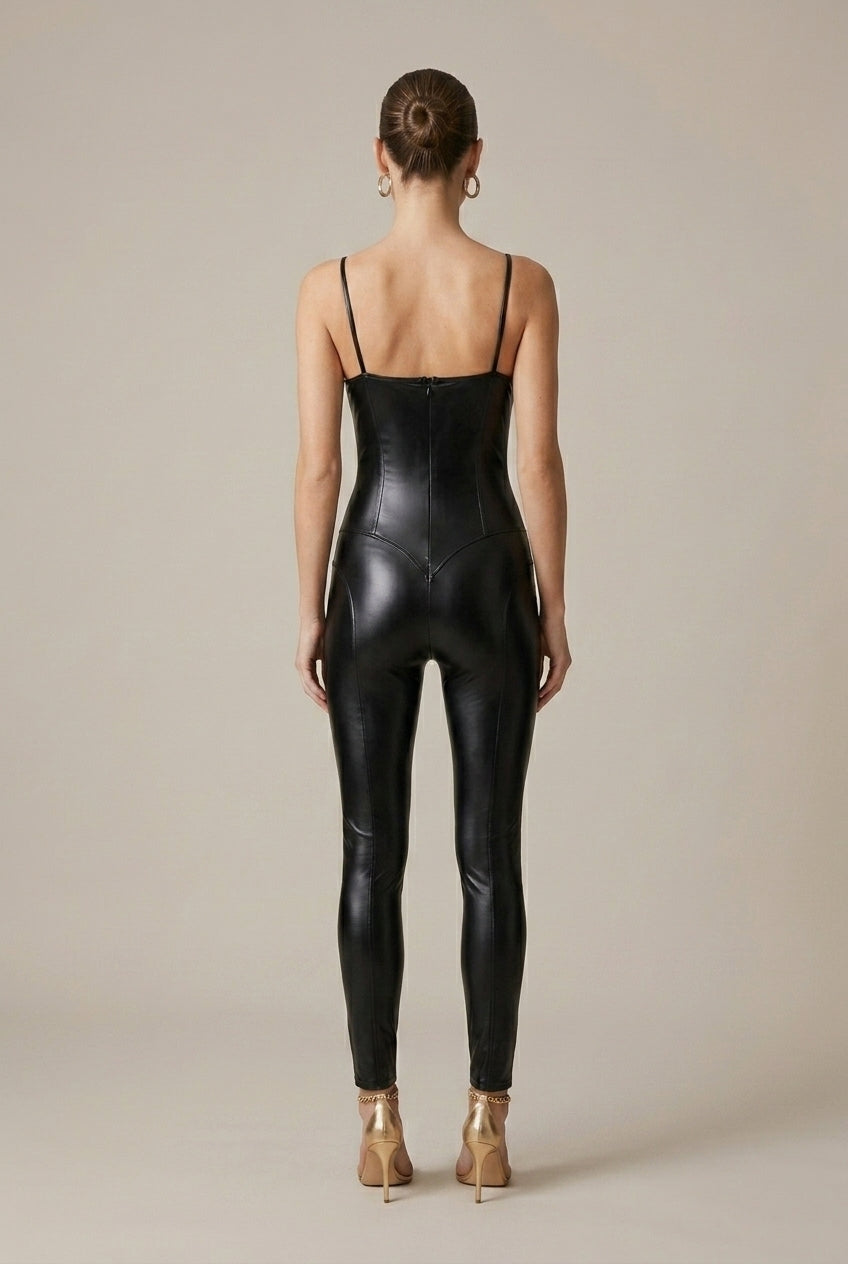 Women Suit | Sleeveless Fitted Catsuit with Spaghetti Straps