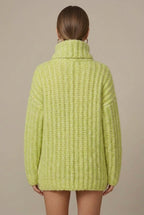 Women Sweater | Oversized Ribbed Knit with Turtleneck Collar