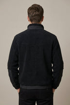 Men Jacket | Full Zip Sherpa Fleece with Contrast Sleeve Panels