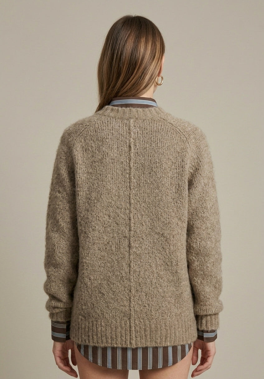 Women Sweater | Ribbed Knit V-Neck Relaxed Fit Style