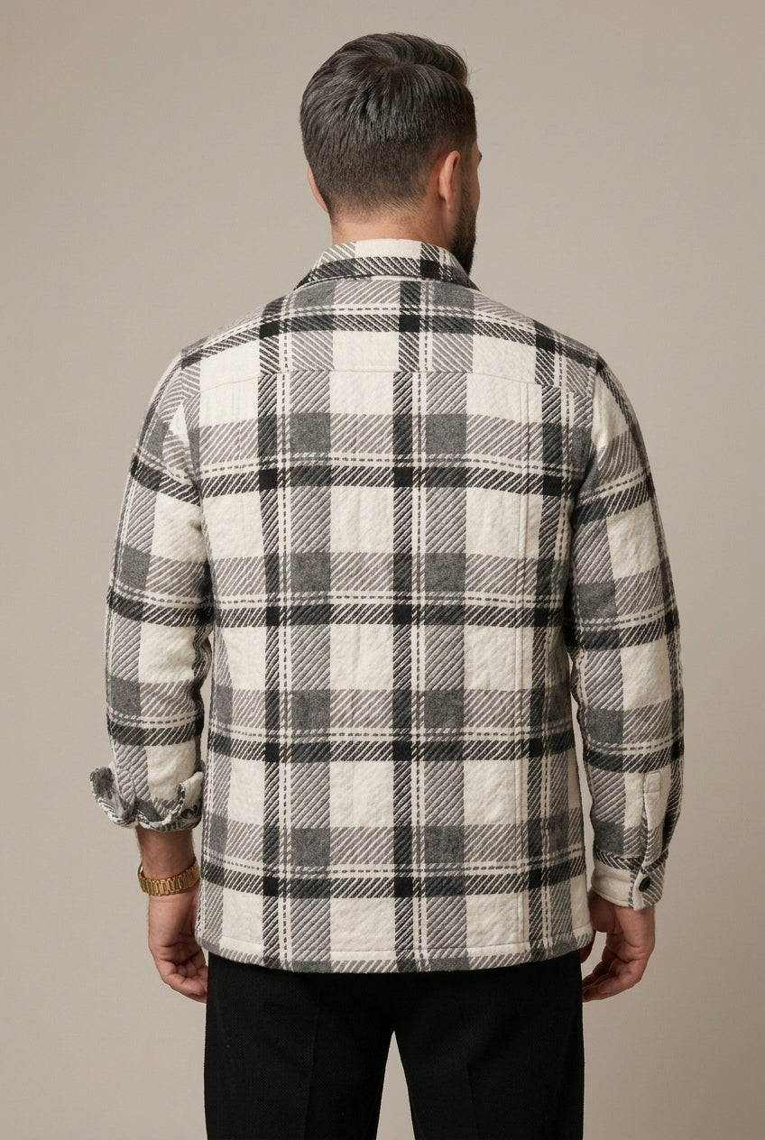 Men Shirt | Relaxed Fit Checked Overshirt with Chest Pockets