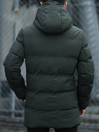 Men Puffer Jacket | Hooded Mid-Length with Zip Pockets