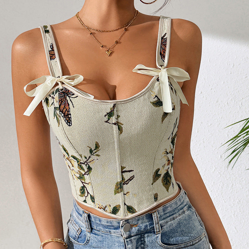 Women Corset Top | Sweetheart Neckline with Tie Straps