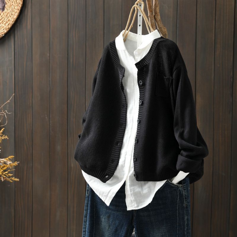 Women Cardigan | Oversized Fit with Full-Length Button Front