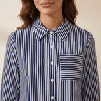 Blouse Women Flared Sleeve Striped Pattern Design - Evergreen Outfits - Women Blouse