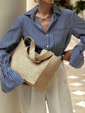 Blouse Women Flared Sleeve Striped Pattern Design - Evergreen Outfits - Women Blouse