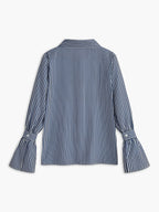 Blouse Women Flared Sleeve Striped Pattern Design - Evergreen Outfits - Women Blouse
