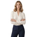 Blouse Women Long Sleeve V Neck Wrap Design Closure - Evergreen Outfits - Women Blouse