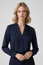 Blouse Women Long Sleeve V Neck Wrap Design Closure - Evergreen Outfits - Women Blouse