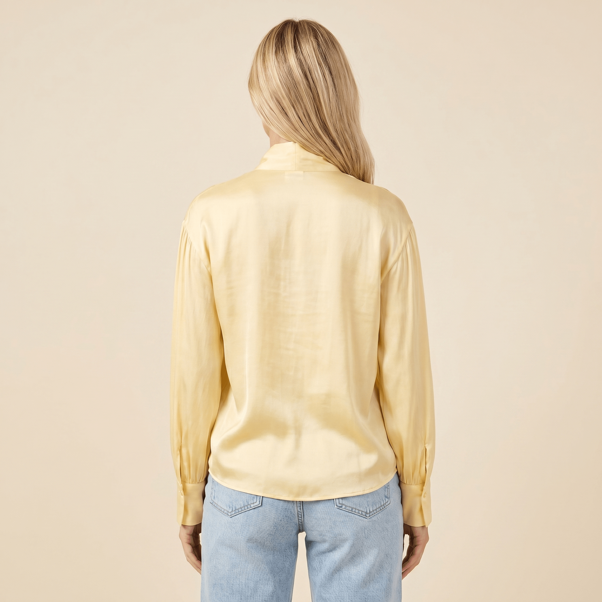 Blouse Women Loose Fit Long Sleeve Bow Neckline Detail - Evergreen Outfits - Women Blouse