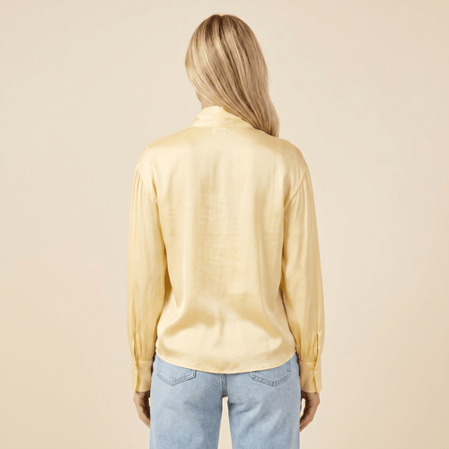 Blouse Women Loose Fit Long Sleeve Bow Neckline Detail - Evergreen Outfits - Women Blouse