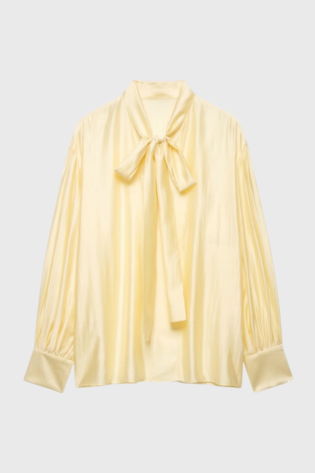 Blouse Women Loose Fit Long Sleeve Bow Neckline Detail - Evergreen Outfits - Women Blouse