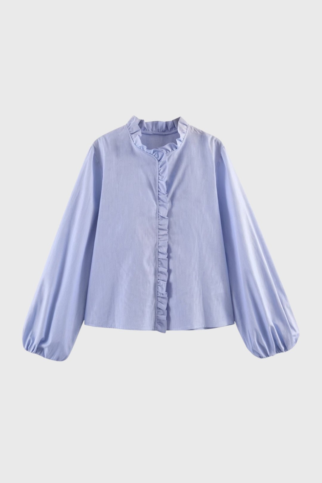 Blouse Women Loose Fit Long Sleeve Ruffle Detail Design - Evergreen Outfits - Women Blouse
