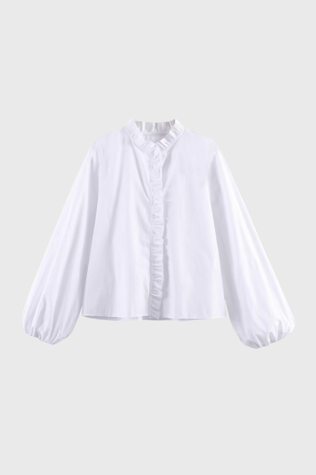 Blouse Women Loose Fit Long Sleeve Ruffle Detail Design - Evergreen Outfits - Women Blouse