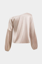 Blouse Women One Shoulder Balloon Sleeve Asymmetrical - Evergreen Outfits - Women Blouse
