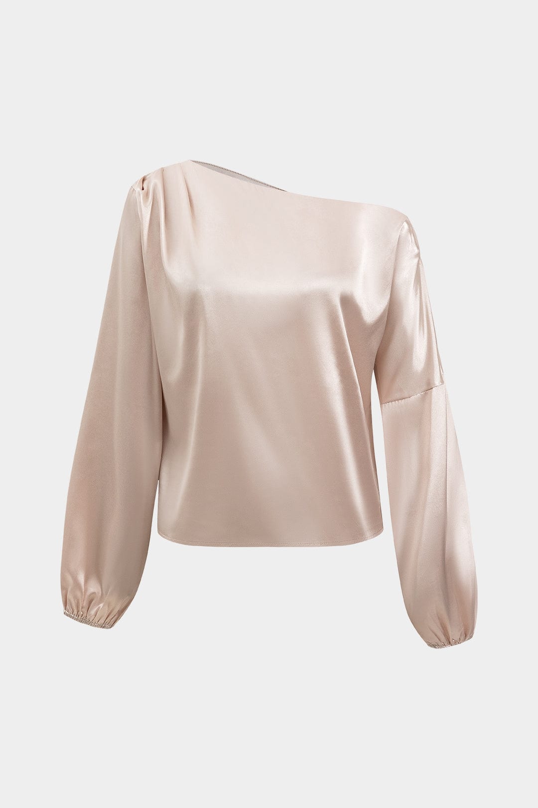Blouse Women One Shoulder Balloon Sleeve Asymmetrical - Evergreen Outfits - Women Blouse